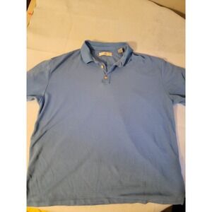 Jamaica Jazz Men Blue Stripe Texture Short Sleeve Polo Shirt M